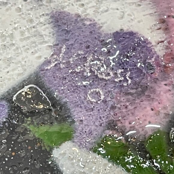 Fused Glass Floral Bowl Handmade Lily Design Colorful Decorative Plate 8.5" sign - Picture 6 of 8